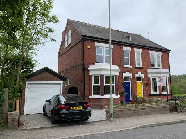 Bay-fronted brick semi-detached house in the Marple Bridge and Mellor area