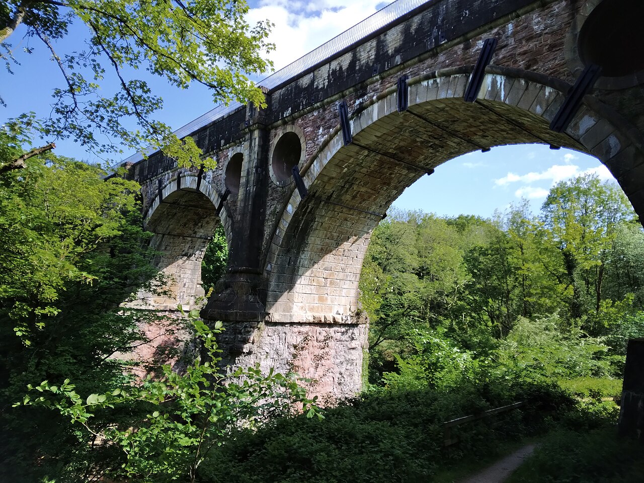 Marple Aqueduct above the wooded valley