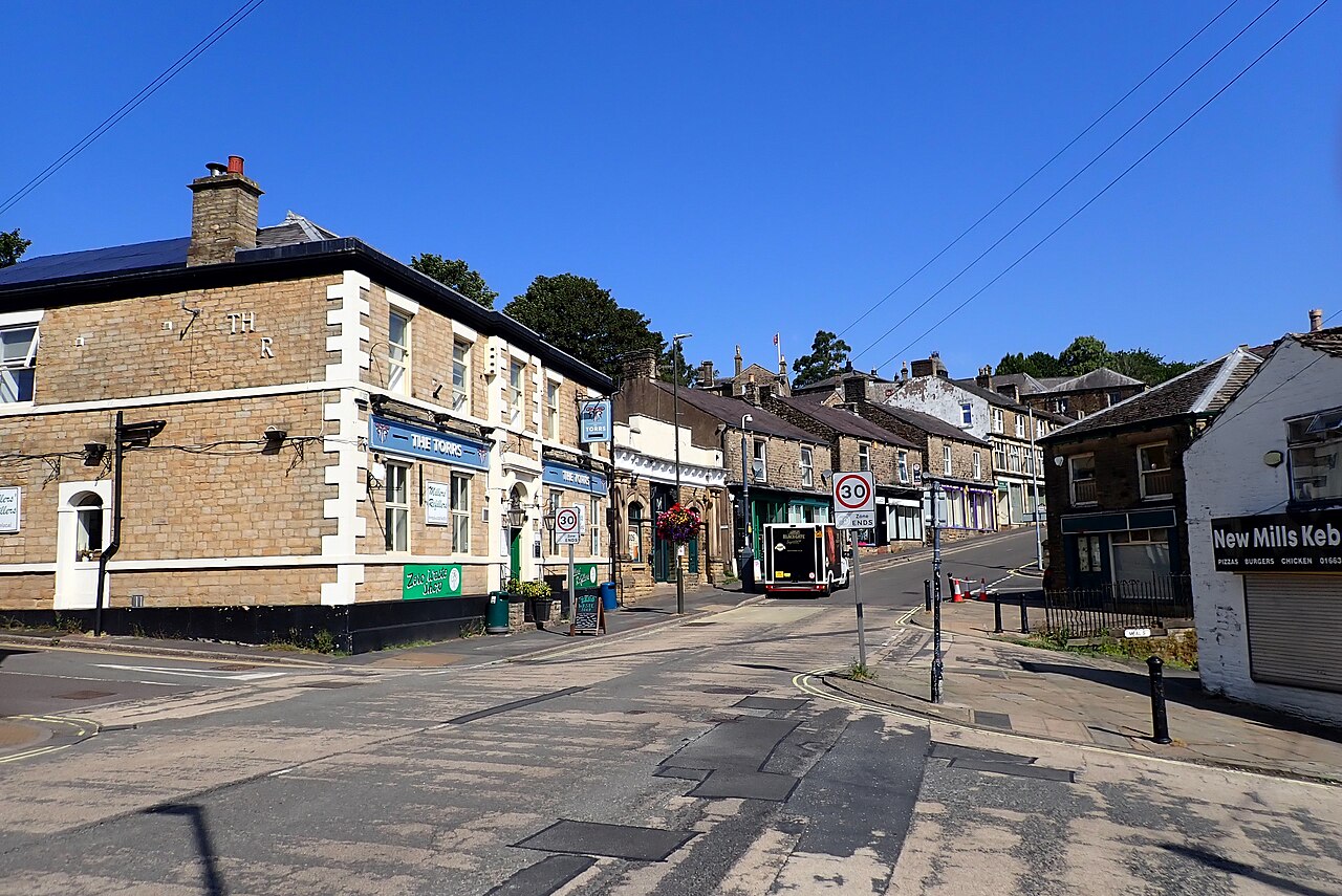 Market Street viewed from Torr Top Street in New Mills